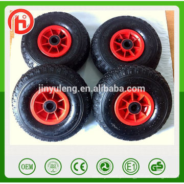 10 polegadas 4.10 / 3.50-4 aro de plástico Roda pneumática de borracha para carro de brinquedo rodízio de caminhão de mão